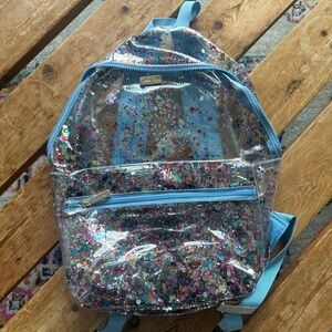 Packed Party Glitter Clear Backpack with Blue Accents